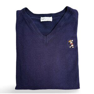 VTG Pickering Disney Sweater Mens L‎ Navy Mickey Mouse Embroidered Golf Knit USA